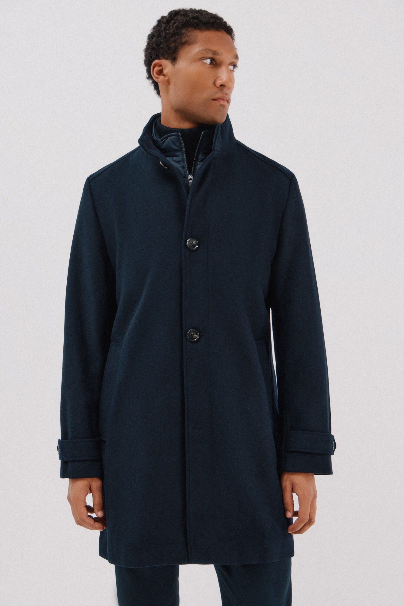 Cortefiel Coat with removable lining stand-up collar