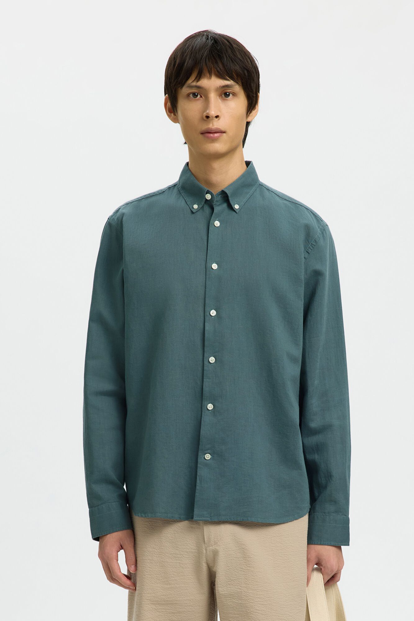 Selected Camisa manga larga lino