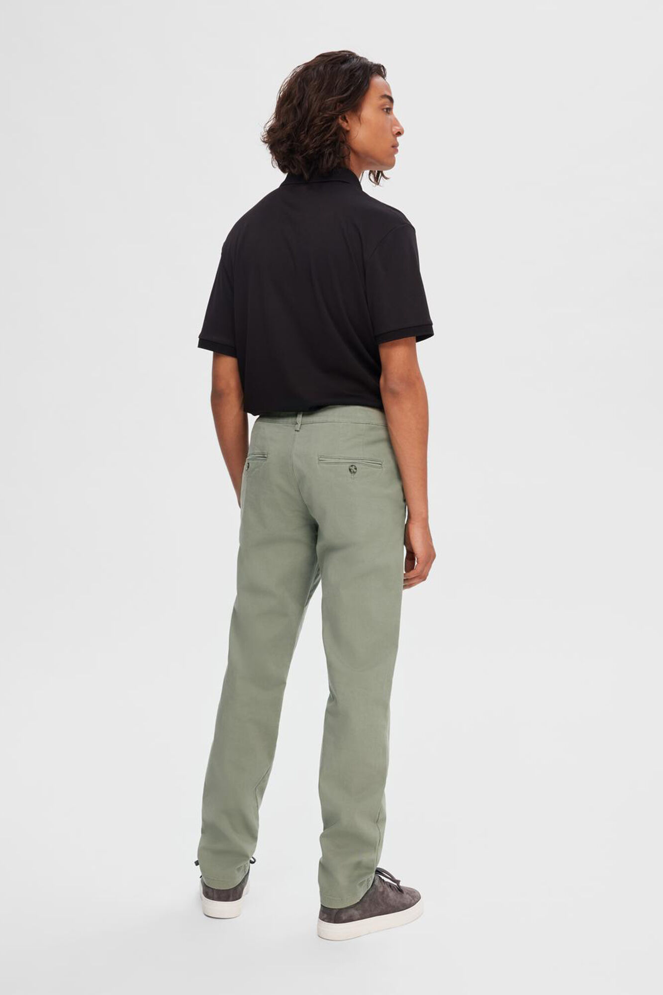 Selected Cal&ccedil;a cal&ccedil;as chino slim fit feita de algod&atilde;o org&acirc;nico  Verde