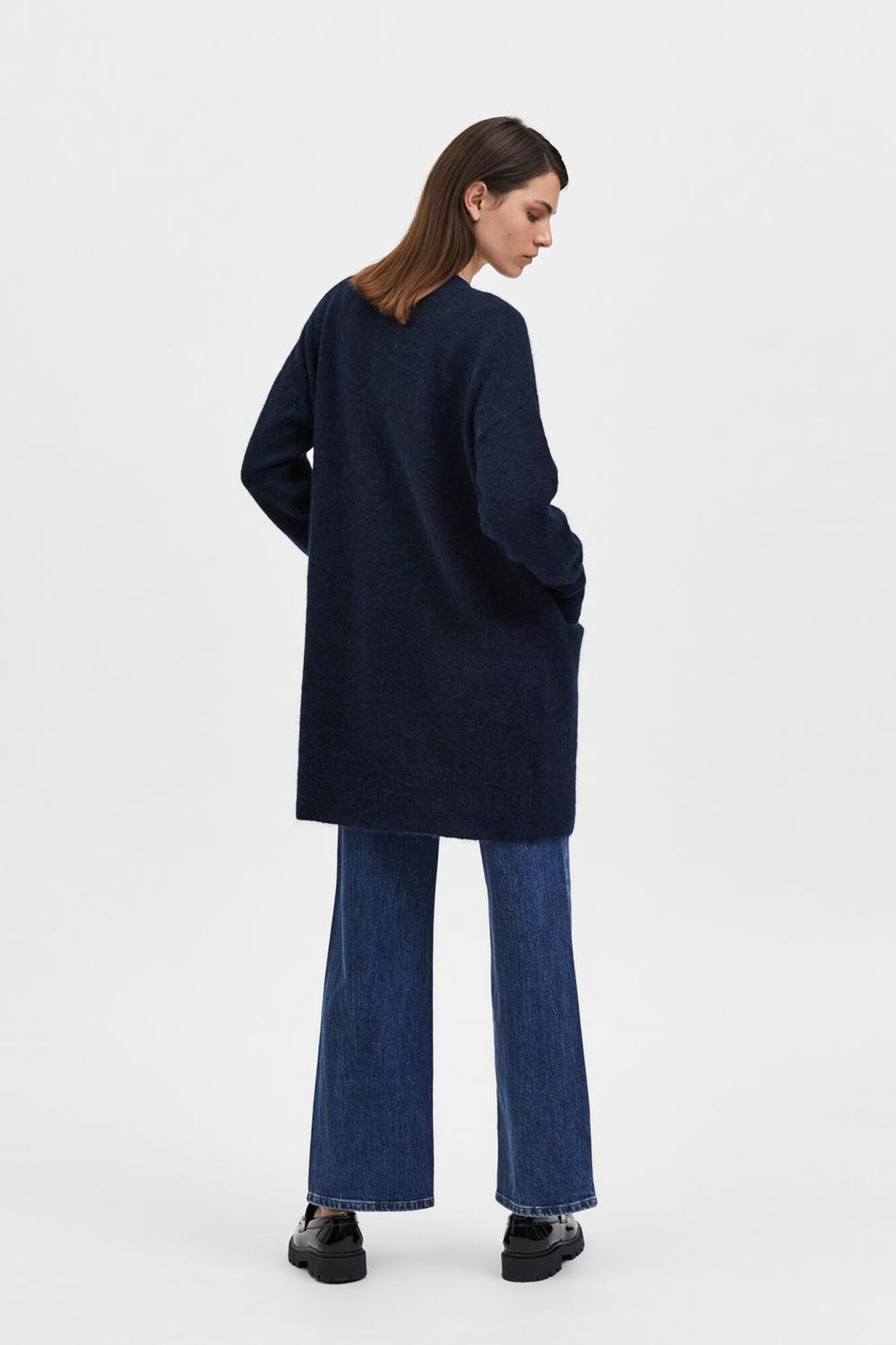 Selected Cardigan longo de alpaca Azul