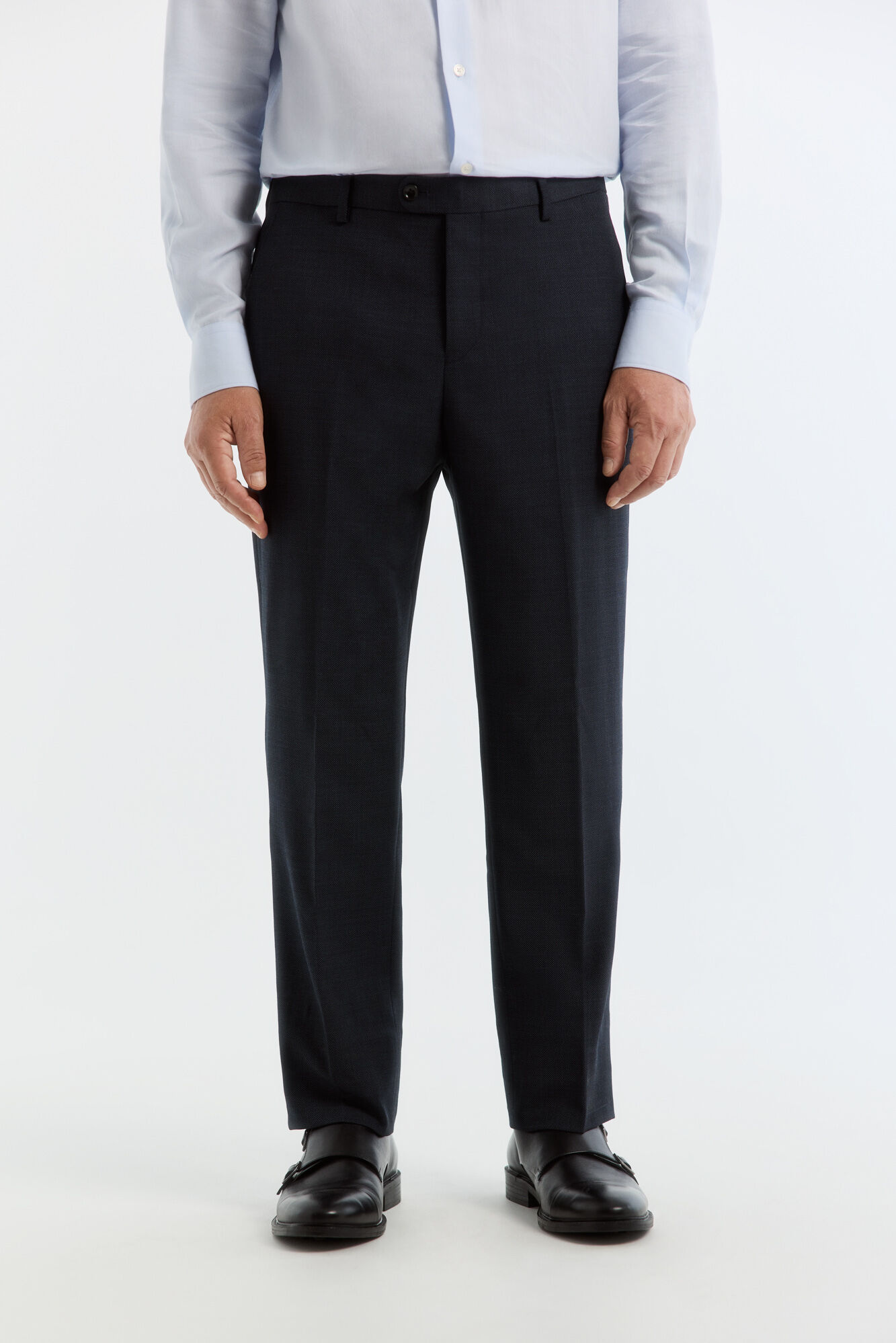 Cortefiel Navy tailored fit bird's eye smart trousers