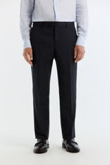 Cortefiel Navy tailored fit bird's eye smart trousers Blue