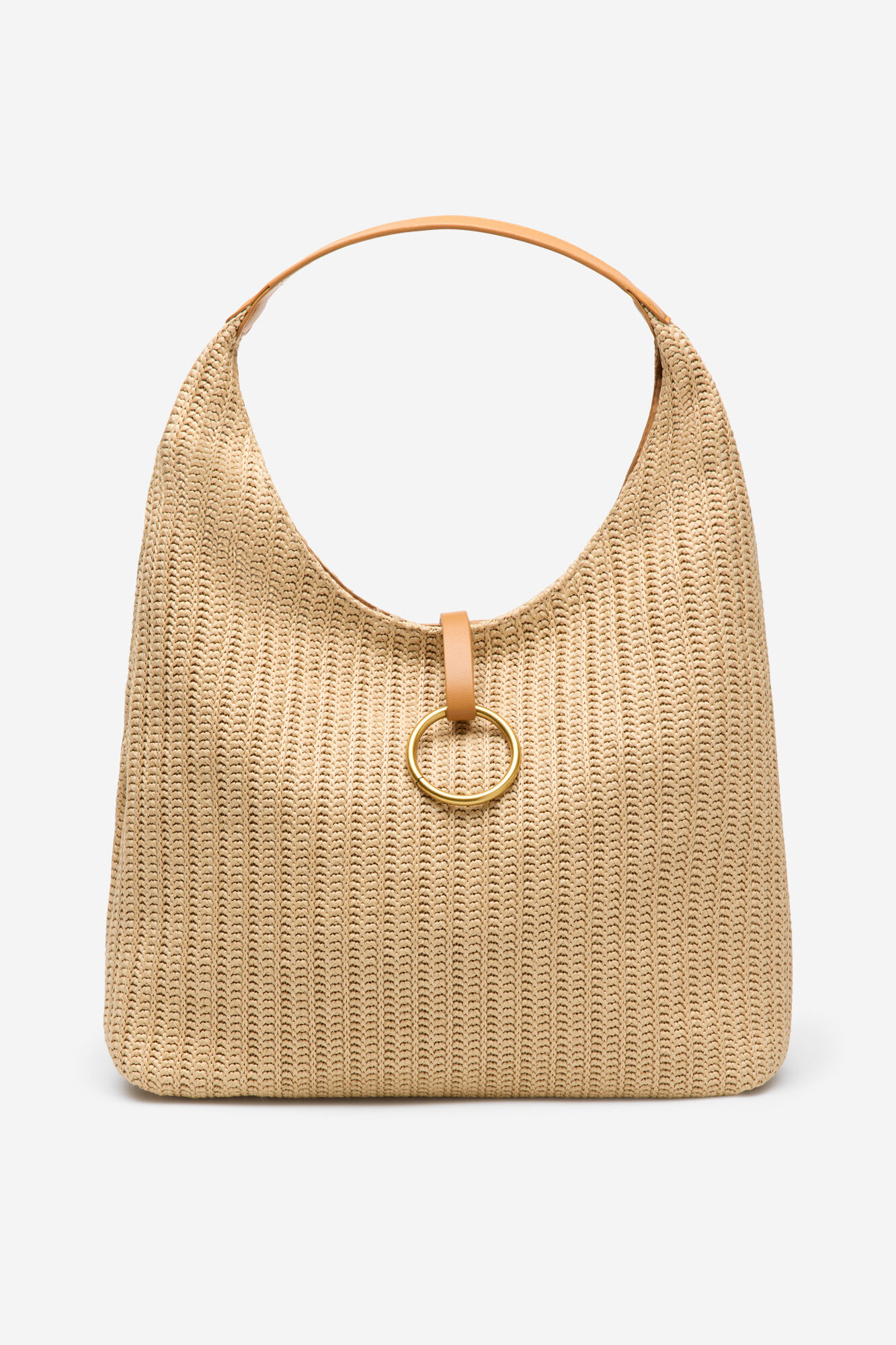 Cortefiel Raffia ring hobo bag