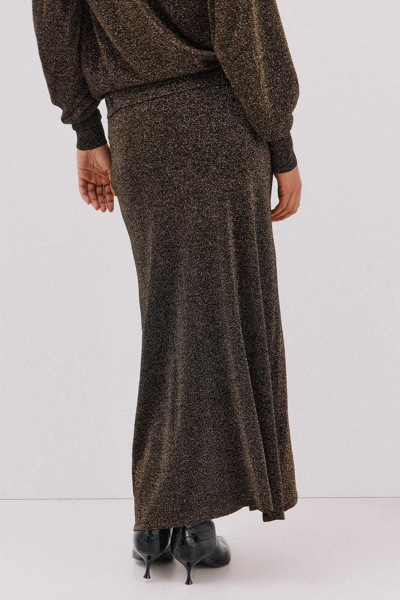Cortefiel jersey-knit skirt with lurex Gold