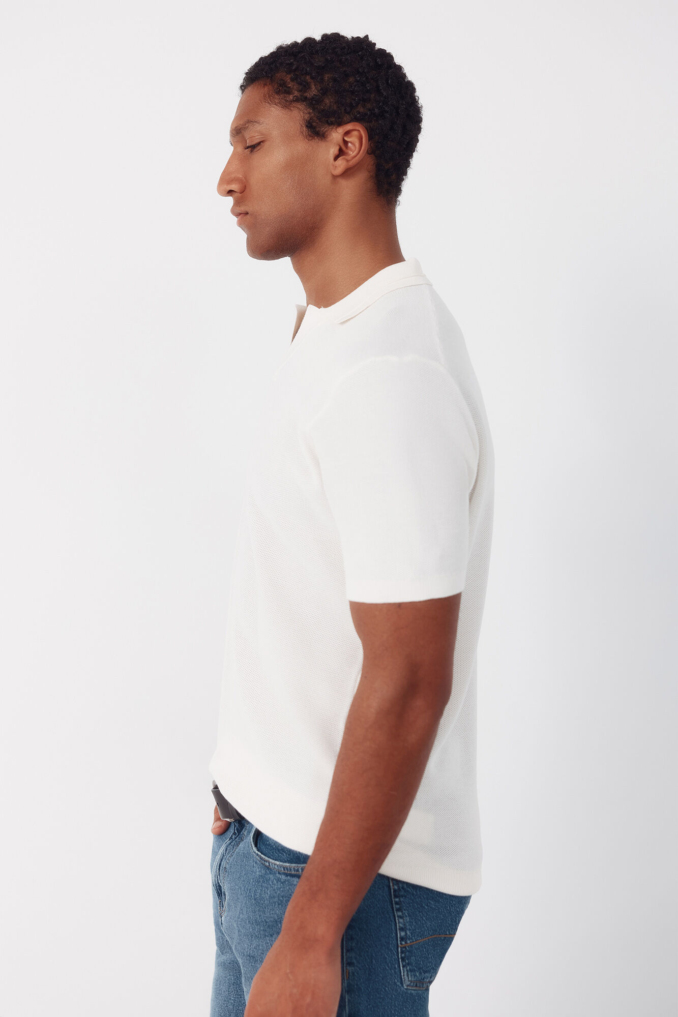 Cortefiel Piqu&eacute; short sleeve polo shirt Ivory