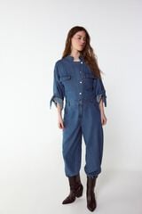 Slowlove Denim cargo jumpsuit Blue