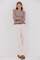 Cortefiel multicoloured striped structured top Printed green