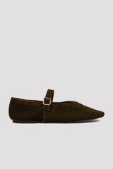 Cortefiel Flat strap ballet flats Dark brown