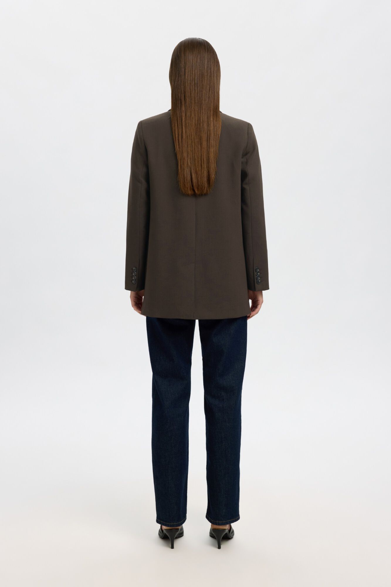 Selected Relaxed fit blazer Dark brown
