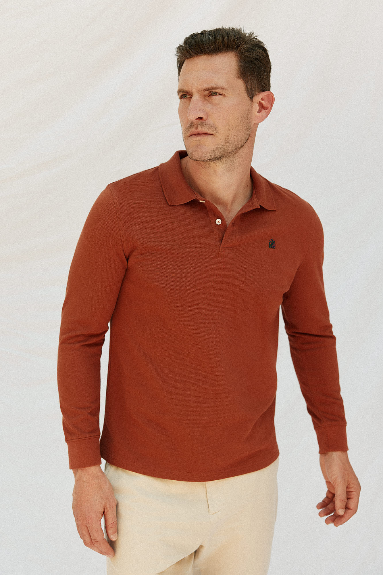 Cortefiel Polo b&aacute;sico manga larga Rojo