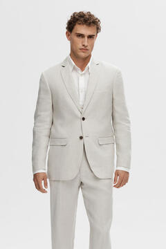 Cortefiel Regular-fit 100% linen suit jacket Brown