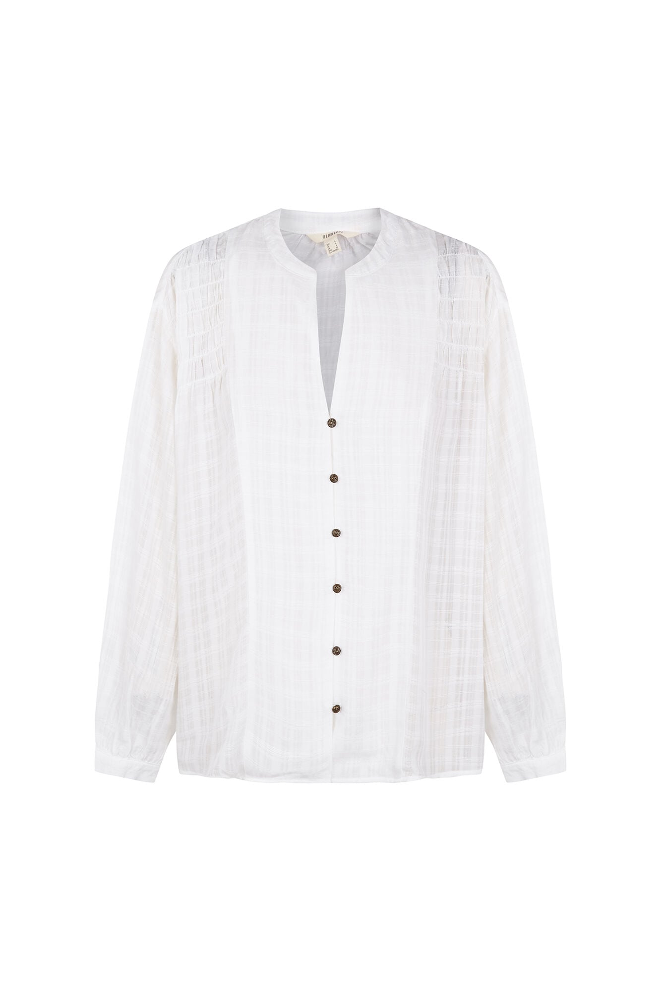 Slowlove Blusa com franzido e mangas bufantes Ecru