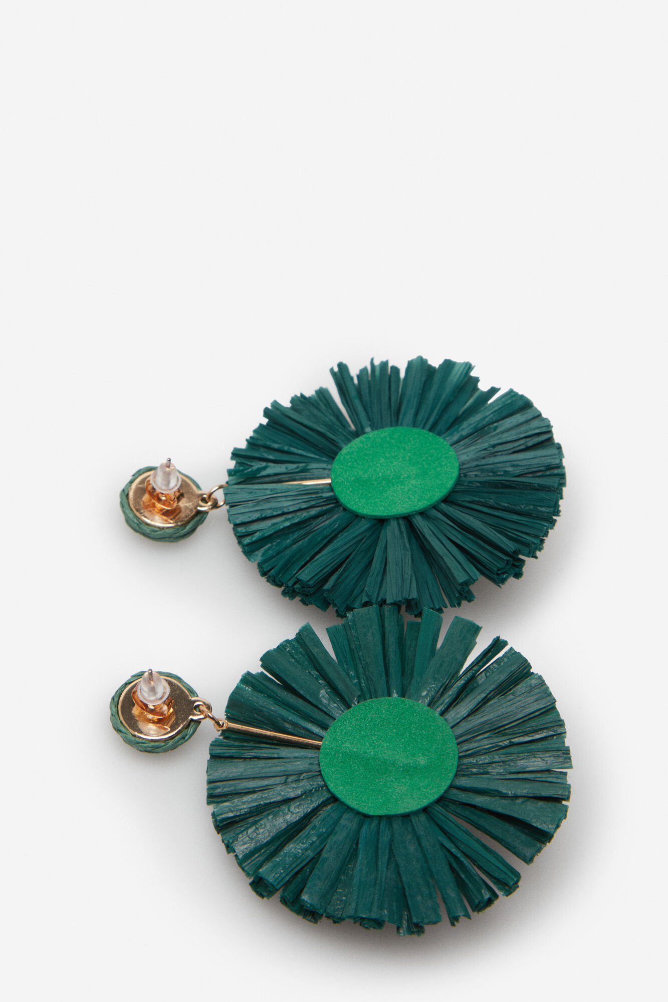 Cortefiel Brincos flor r&aacute;fia Verde