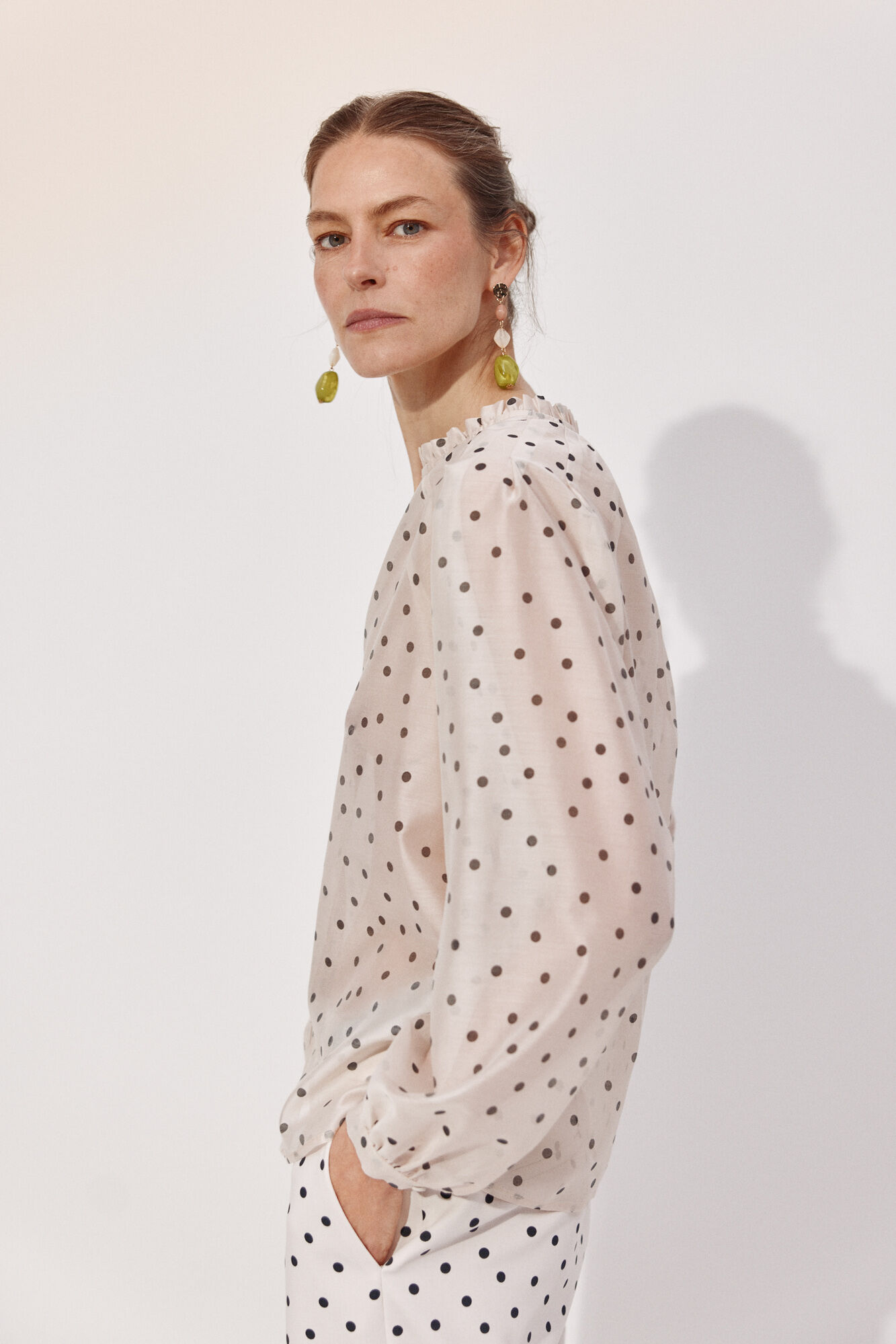 Cortefiel Polka-dots ruffle blouse Multicolour