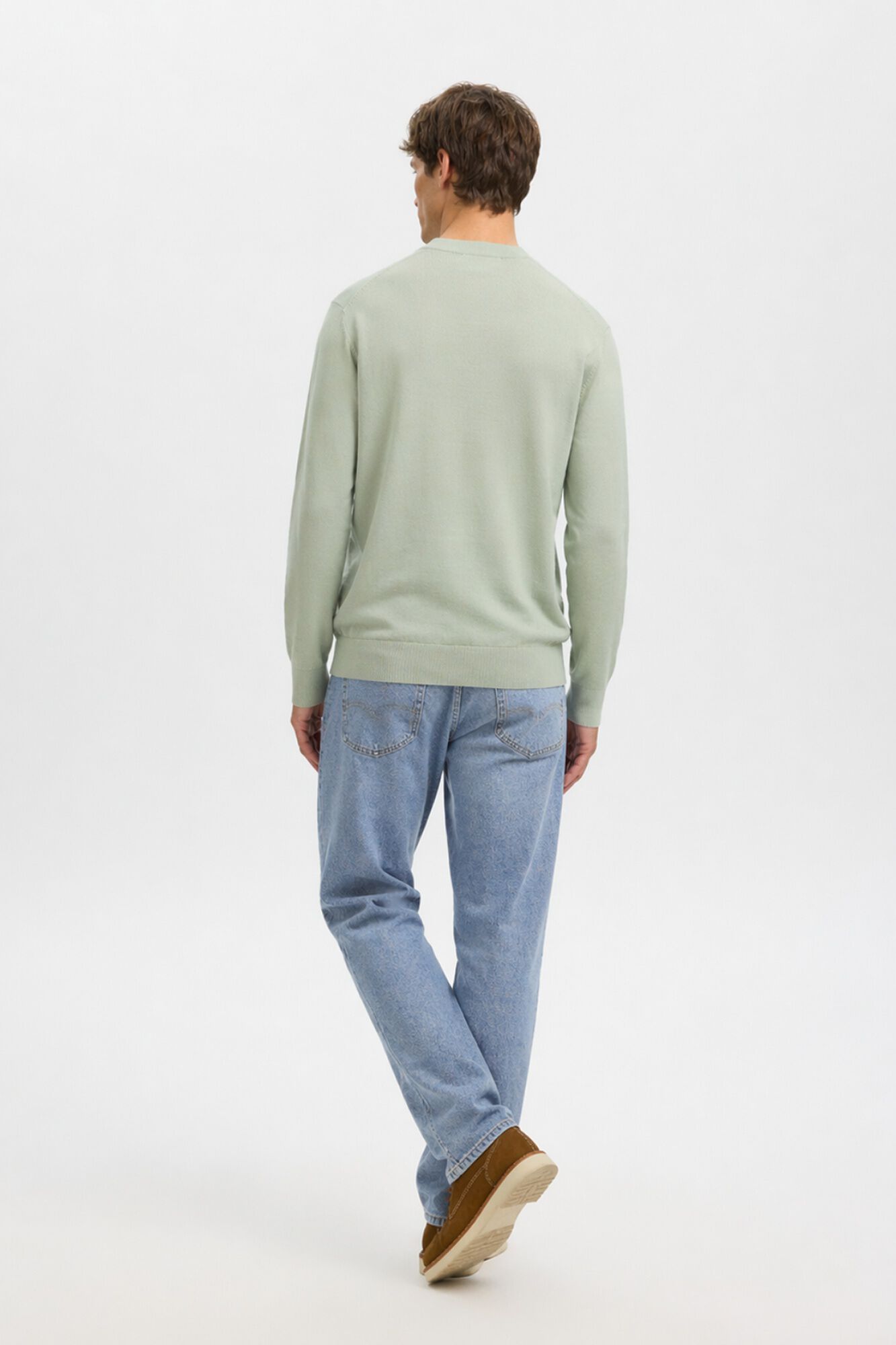 Selected Lightweight 100% organic cotton jumper Kaki