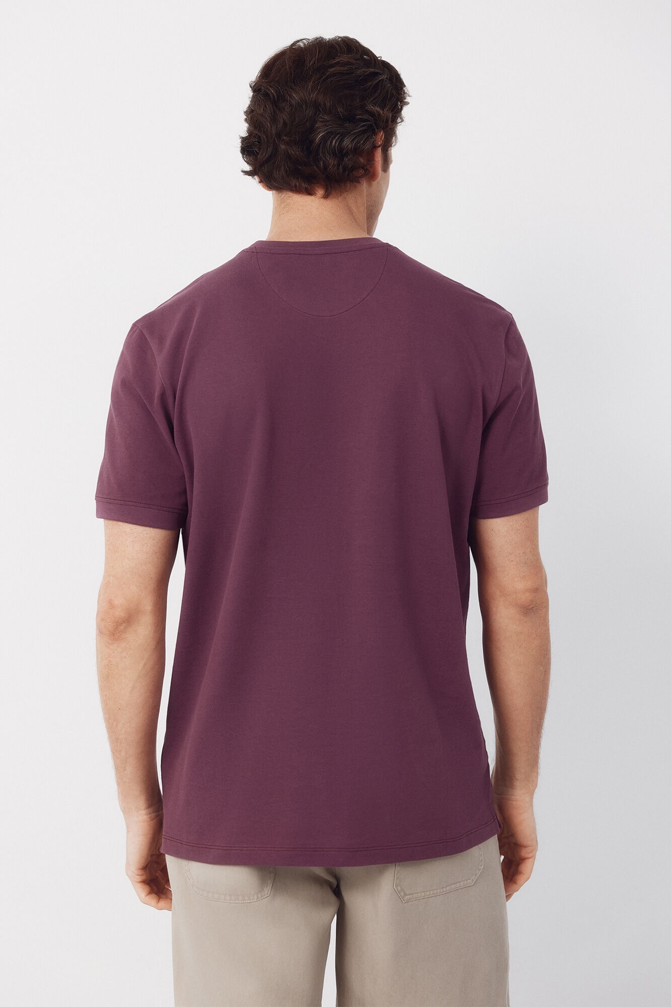 Cortefiel Piqu&eacute; basic T-shirt Purple