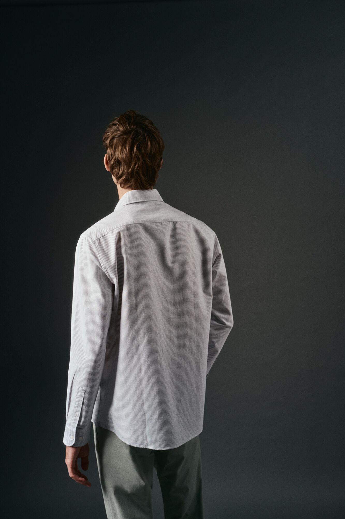 OOTO Camisa oxford riscas Verde