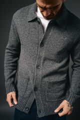 OOTO Casaco de malha bot&otilde;es e dois bolsos Cinzento