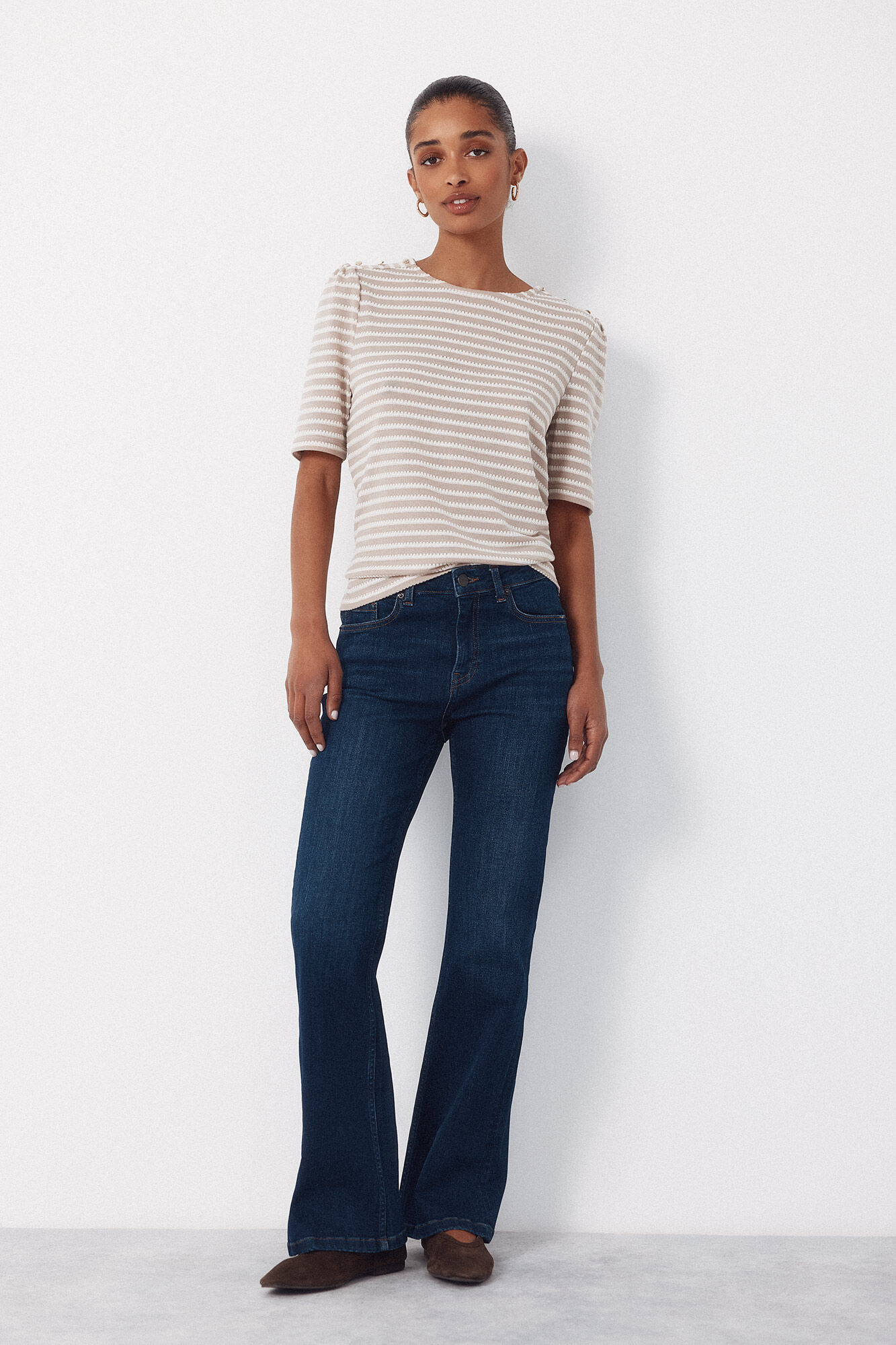 Cortefiel Striped structured t-shirt