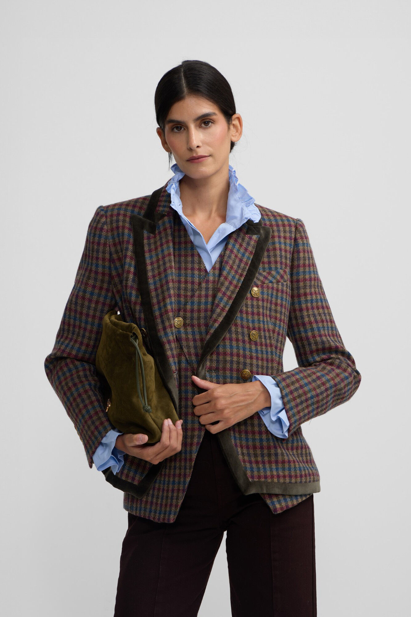 Silbon Blazer cl&aacute;ssico xadrez trespassado