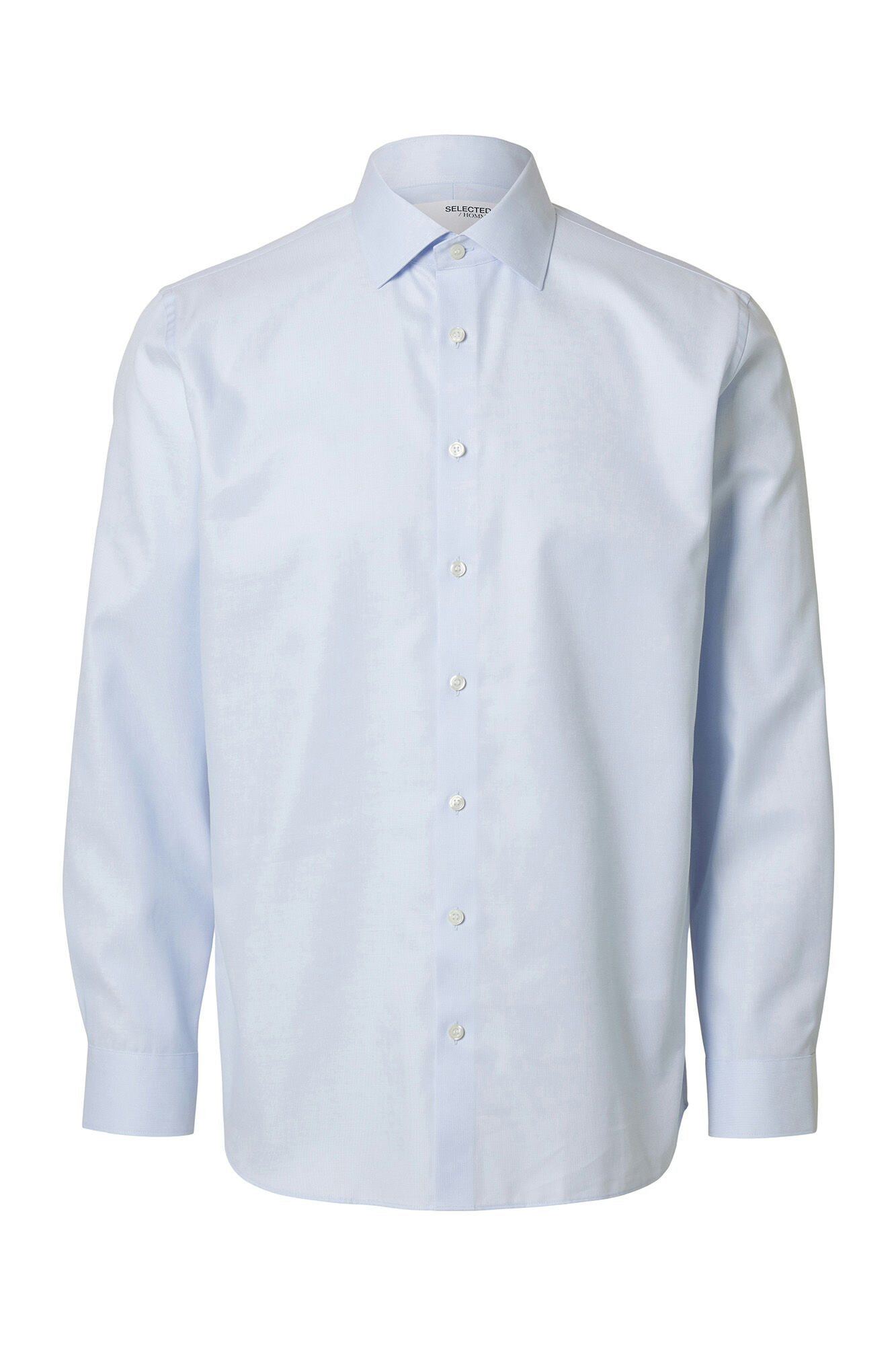 Selected Camisa de manga comprida elegante 100% algod&atilde;o Azul