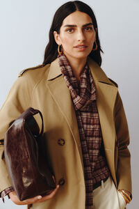 Cortefiel Blusa com laço estampa xadrez