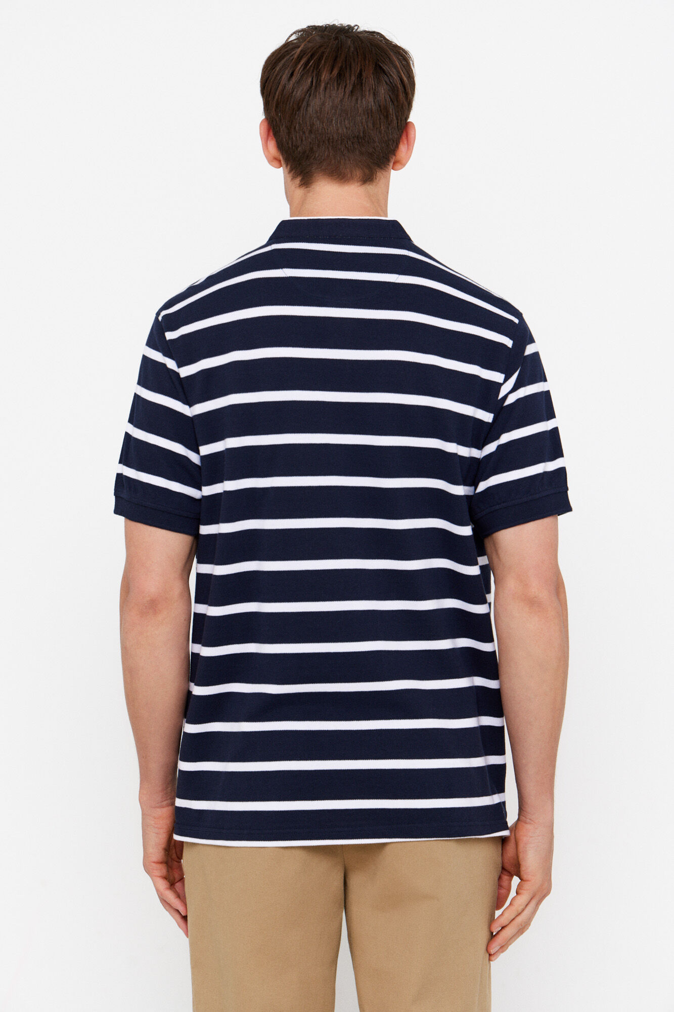 Cortefiel Polo de rayas cuello mao Azul marino