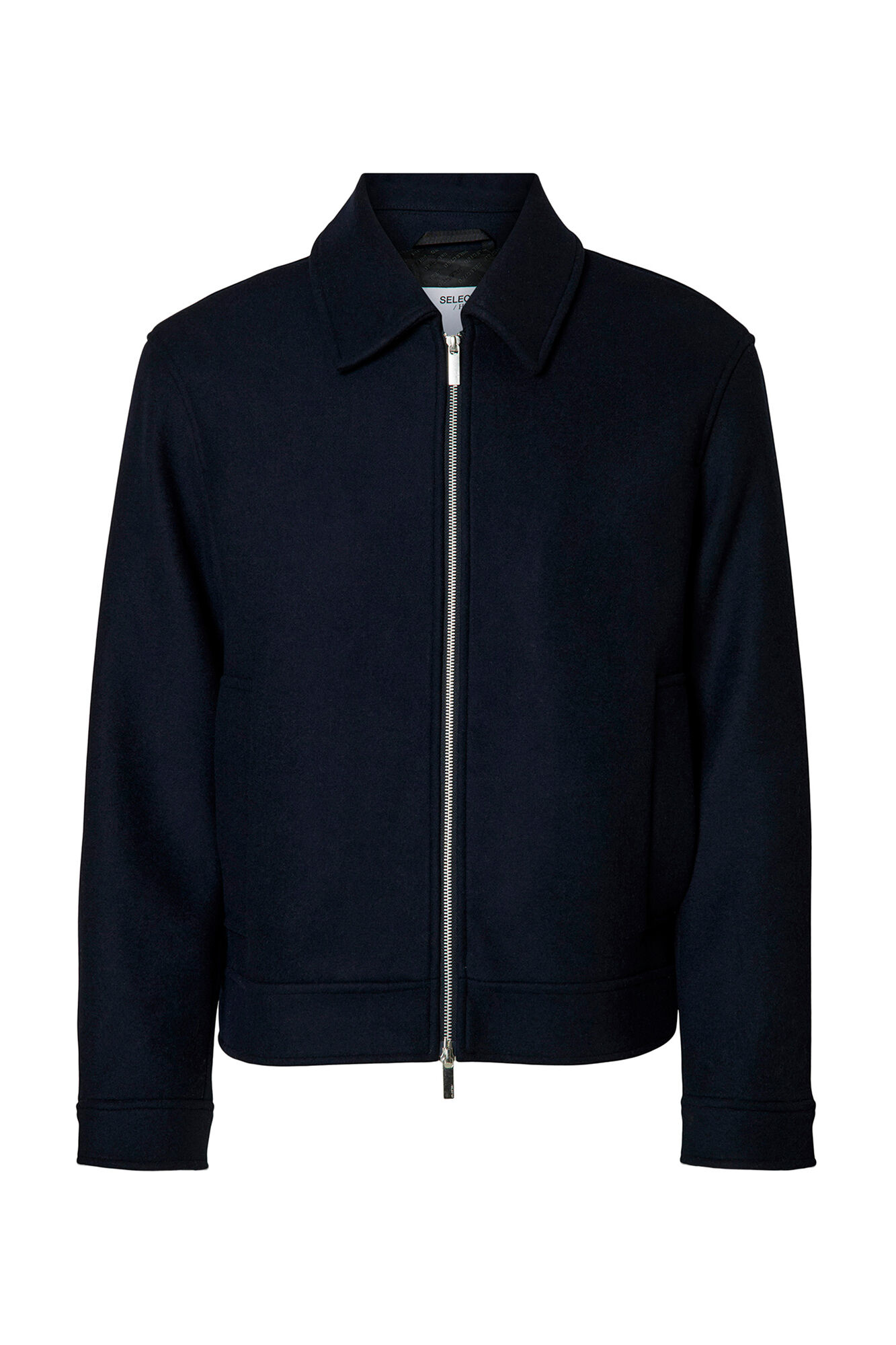 Selected Blus&atilde;o curta de l&atilde; com fecho-&eacute;clair Azul