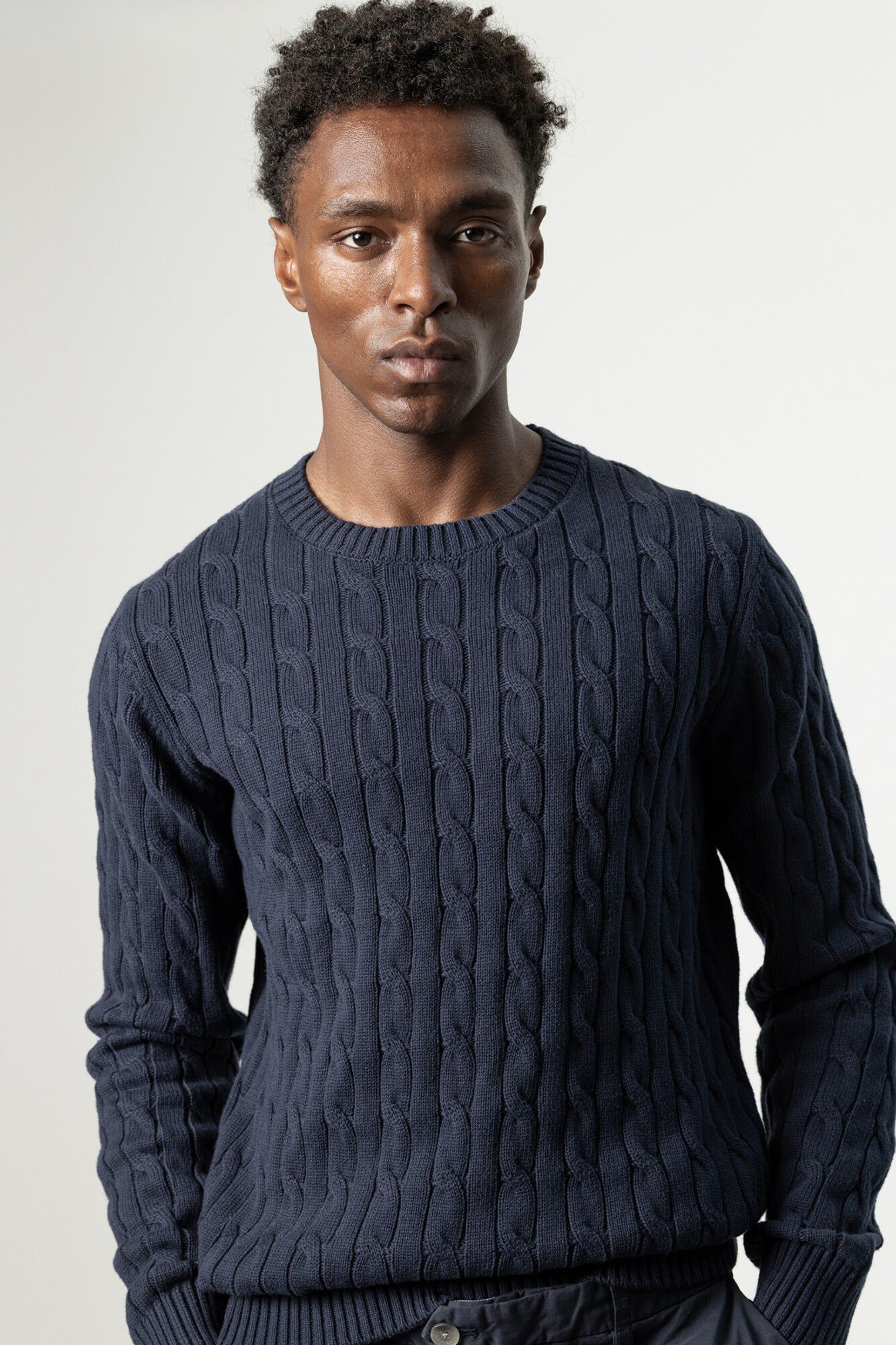 PuroEGO Camisola de malha de oitos Azul