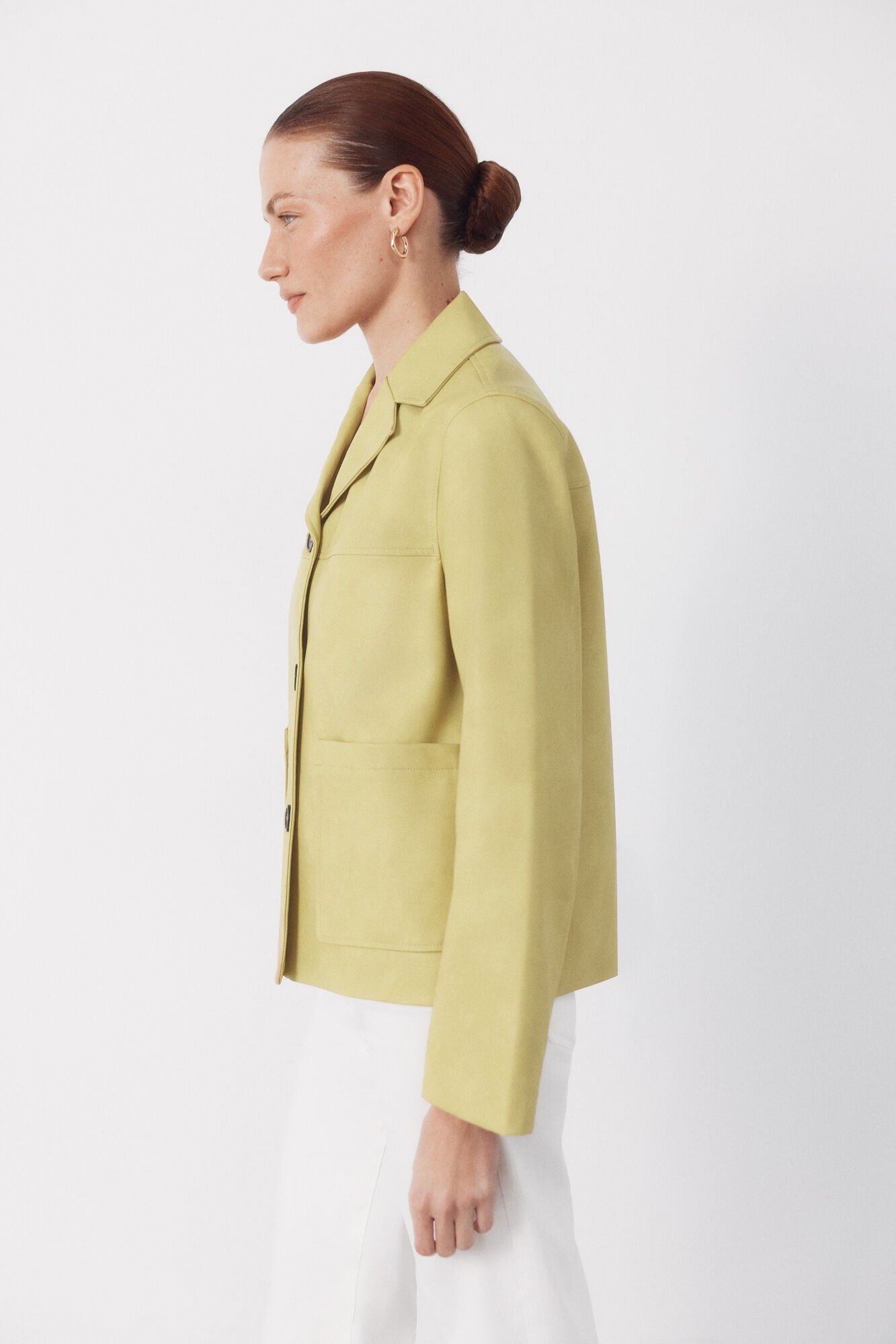 Cortefiel Yellow faux leather jacket Yellow