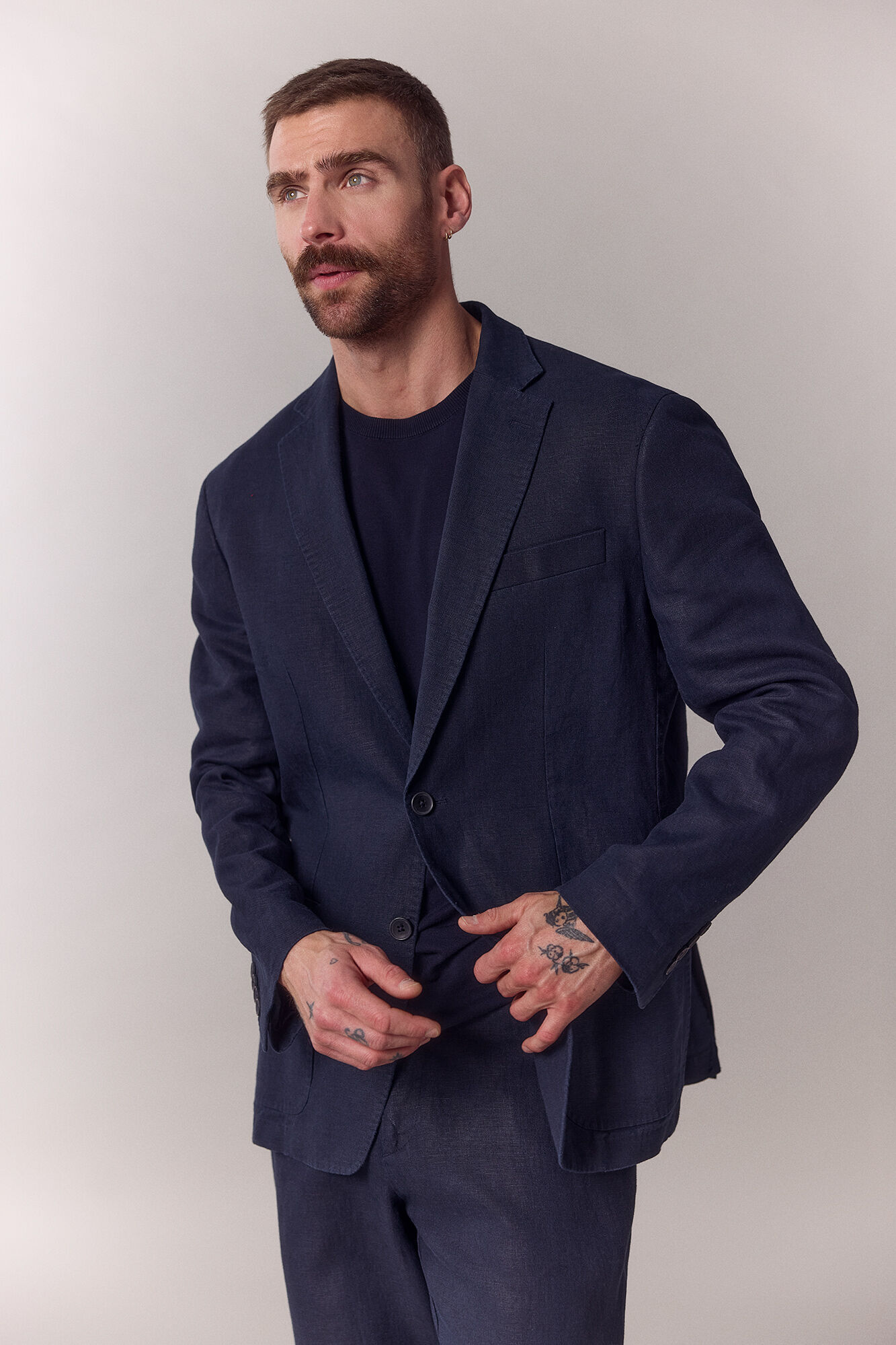 OOTO Blazer coordenado mistura de linho Azul