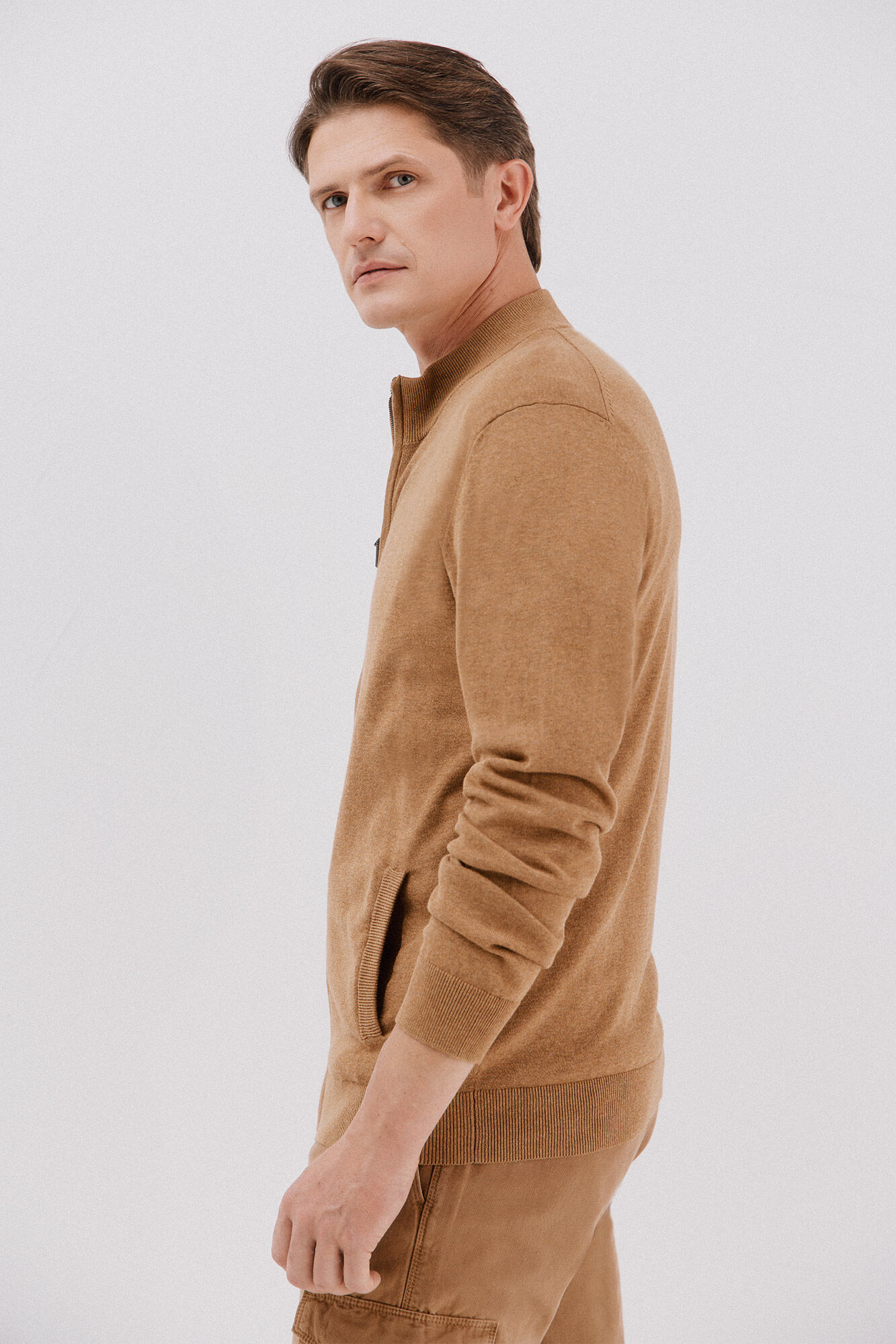 Cortefiel C&aacute;rdigan punto fino algod&oacute;n cremallera