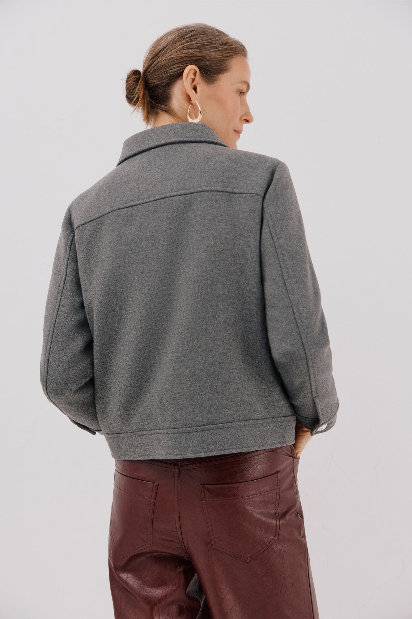 Cortefiel Casaco curto de l&atilde; Cinzento