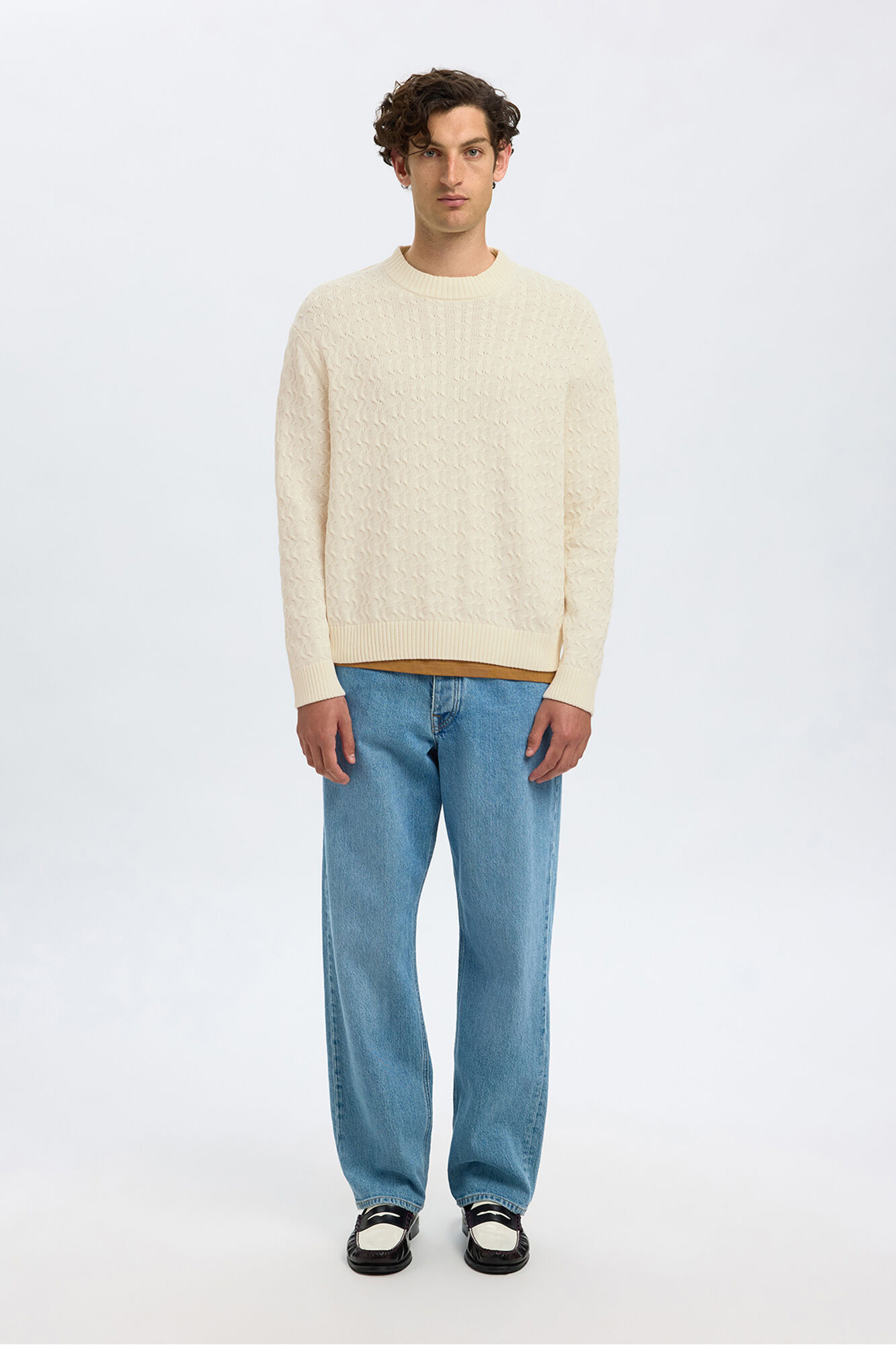 Selected Camisola estruturada 100% algod&atilde;o org&acirc;nico.