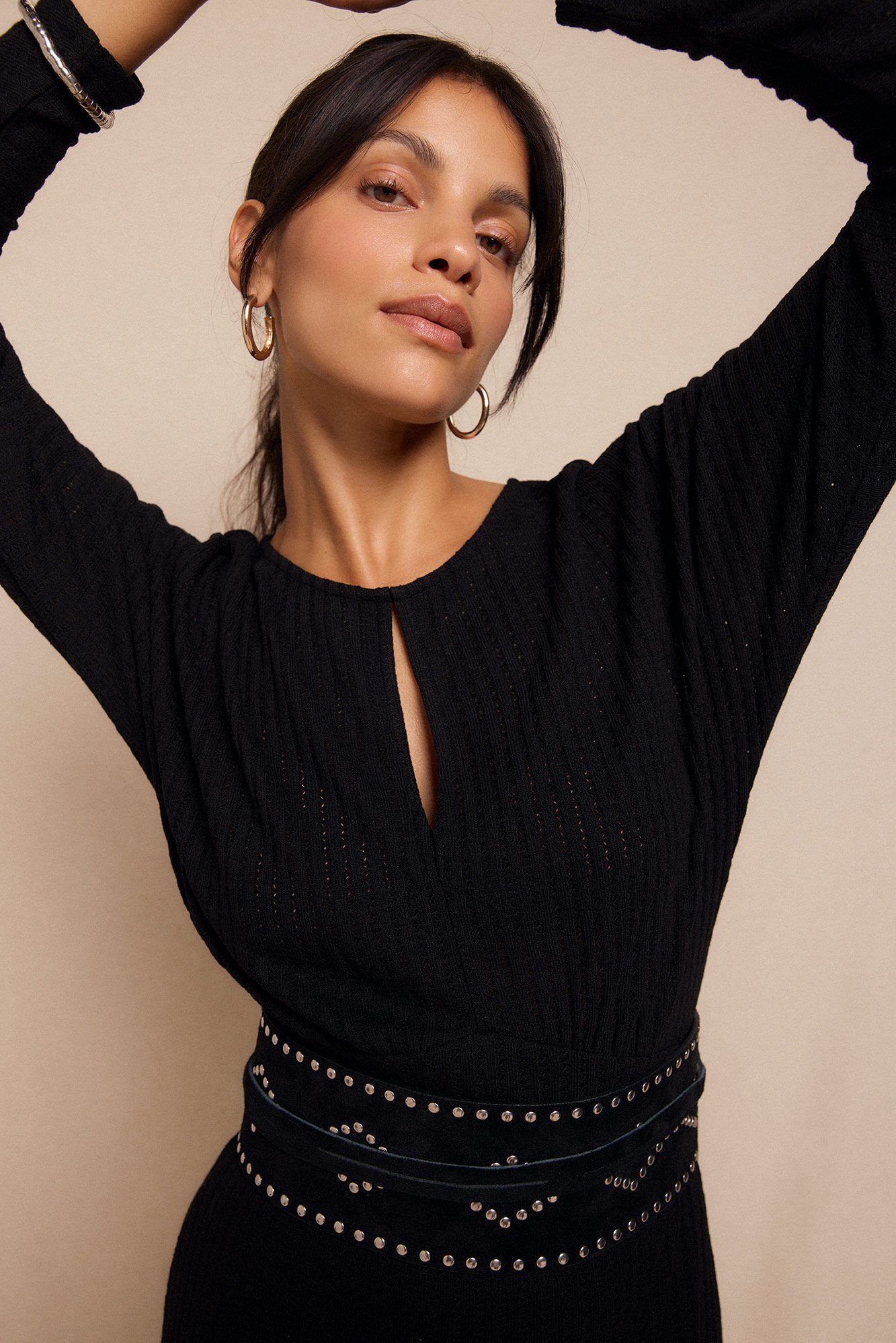 Slowlove Vestido estruturado com manga morcego Preto