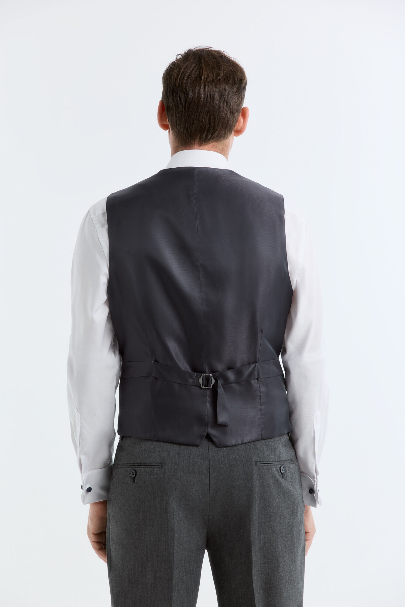 Cortefiel Grey split leather gilet Serie XXI