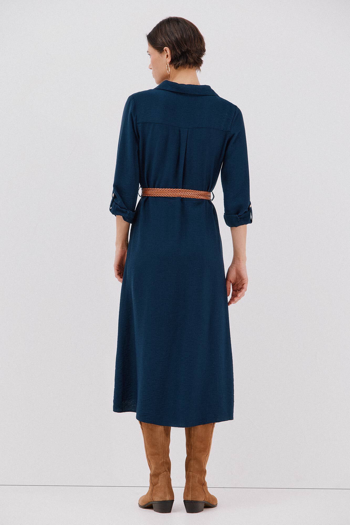 Cortefiel Belted shirt dress Navy