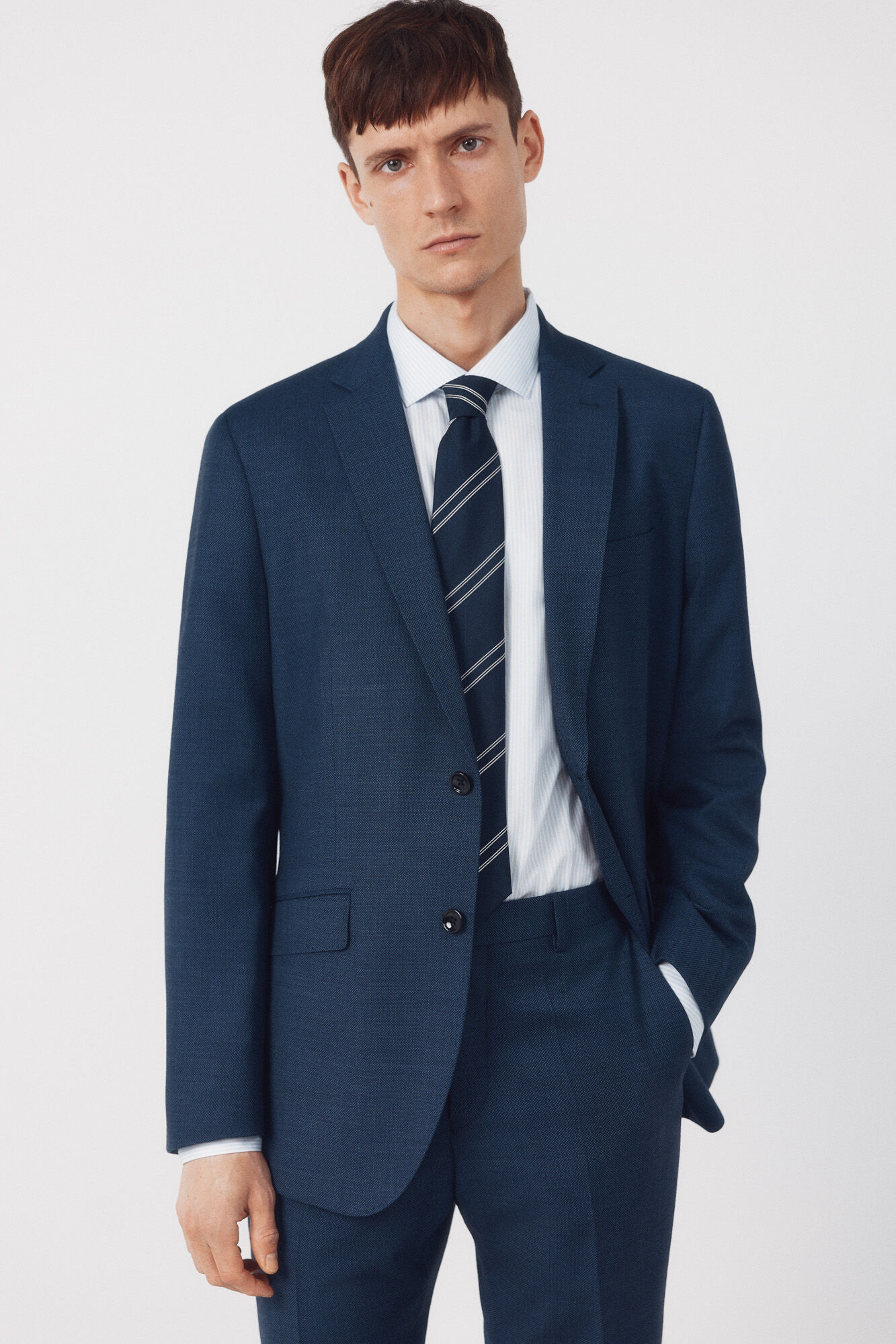 Cortefiel Coolmax bird's eye jacket Blue