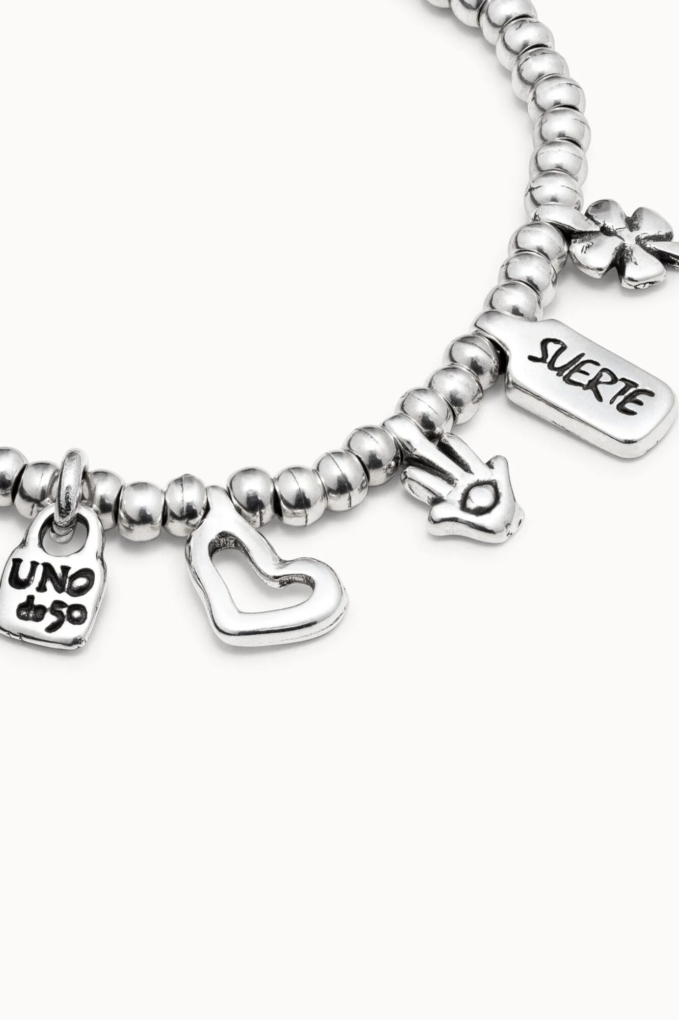 UNOde50 Pulsera charms de ba&ntilde;o de plata Gris