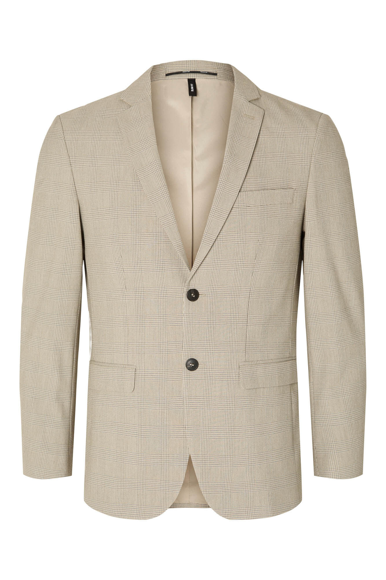 Selected Blazer de xadrez Slim Fit confecionado com materiais reciclados Tostado