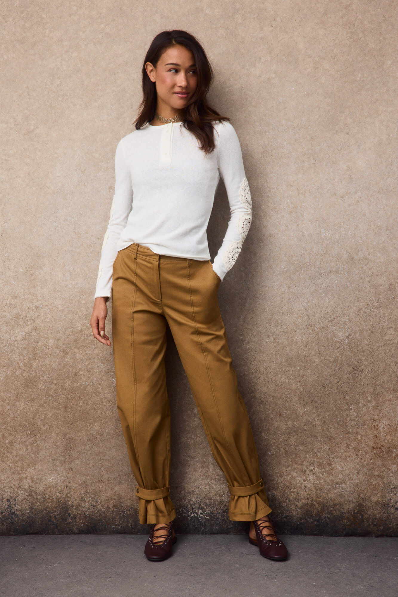 Slowlove Top parches crochet Marfil