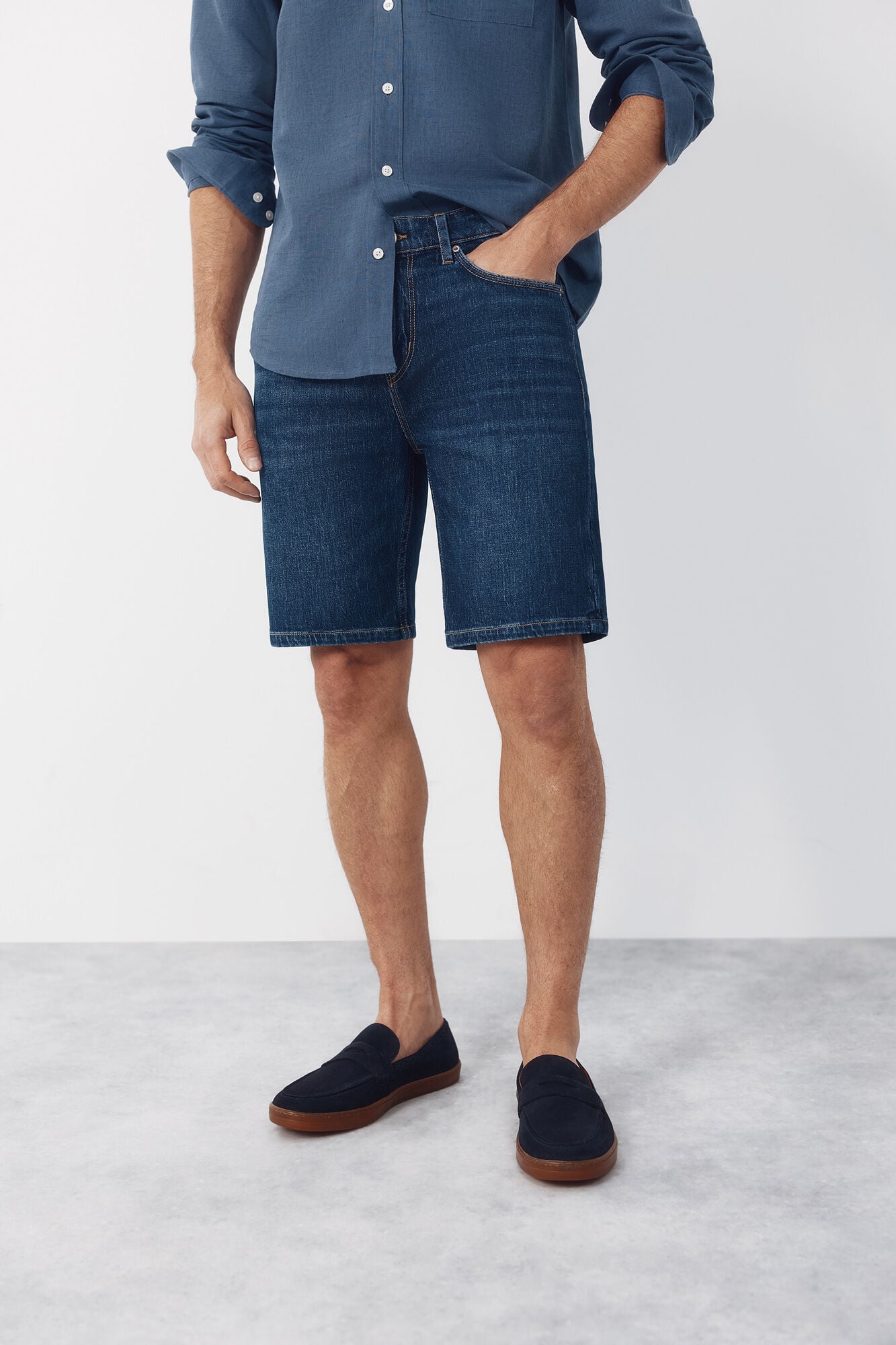 Cortefiel Bermuda denim regular Azul
