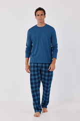 Cortefiel Jersey-knit and fabric pyjamas set Blue