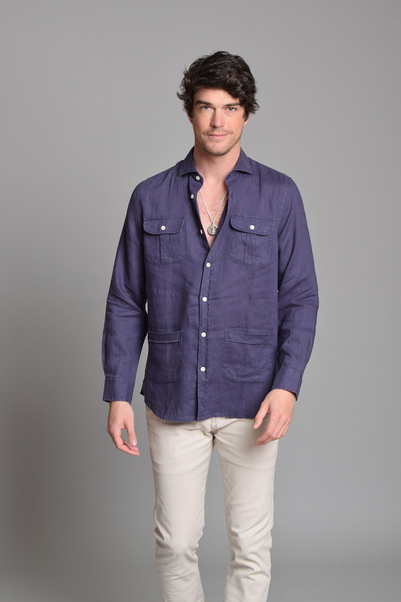 Cloking Regular fit casual guayabera Blue