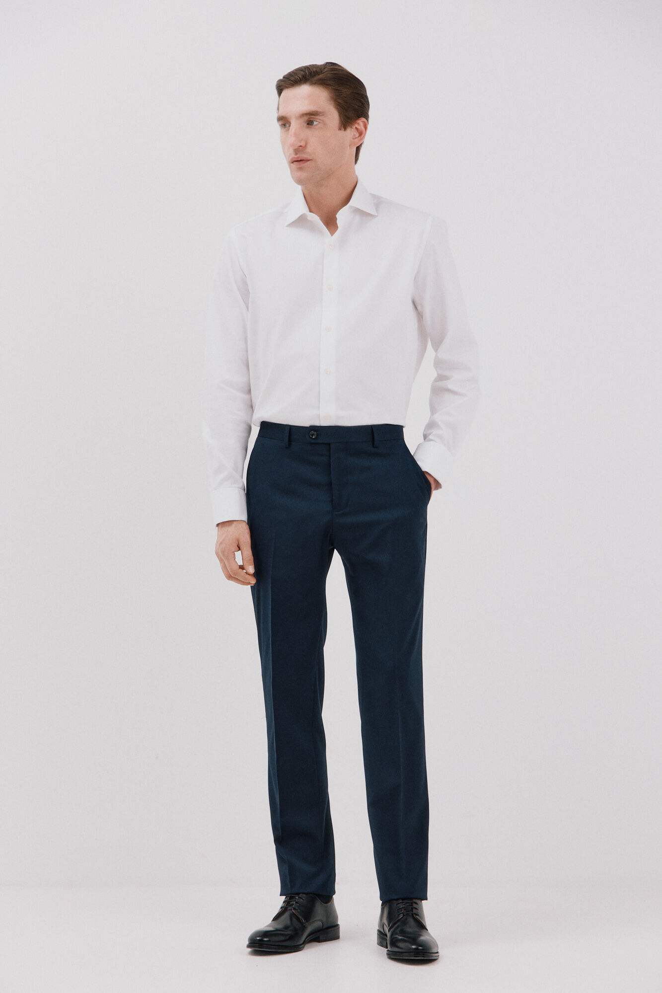 Cortefiel Camisa de fato lisa f&aacute;cil de engomar Branco