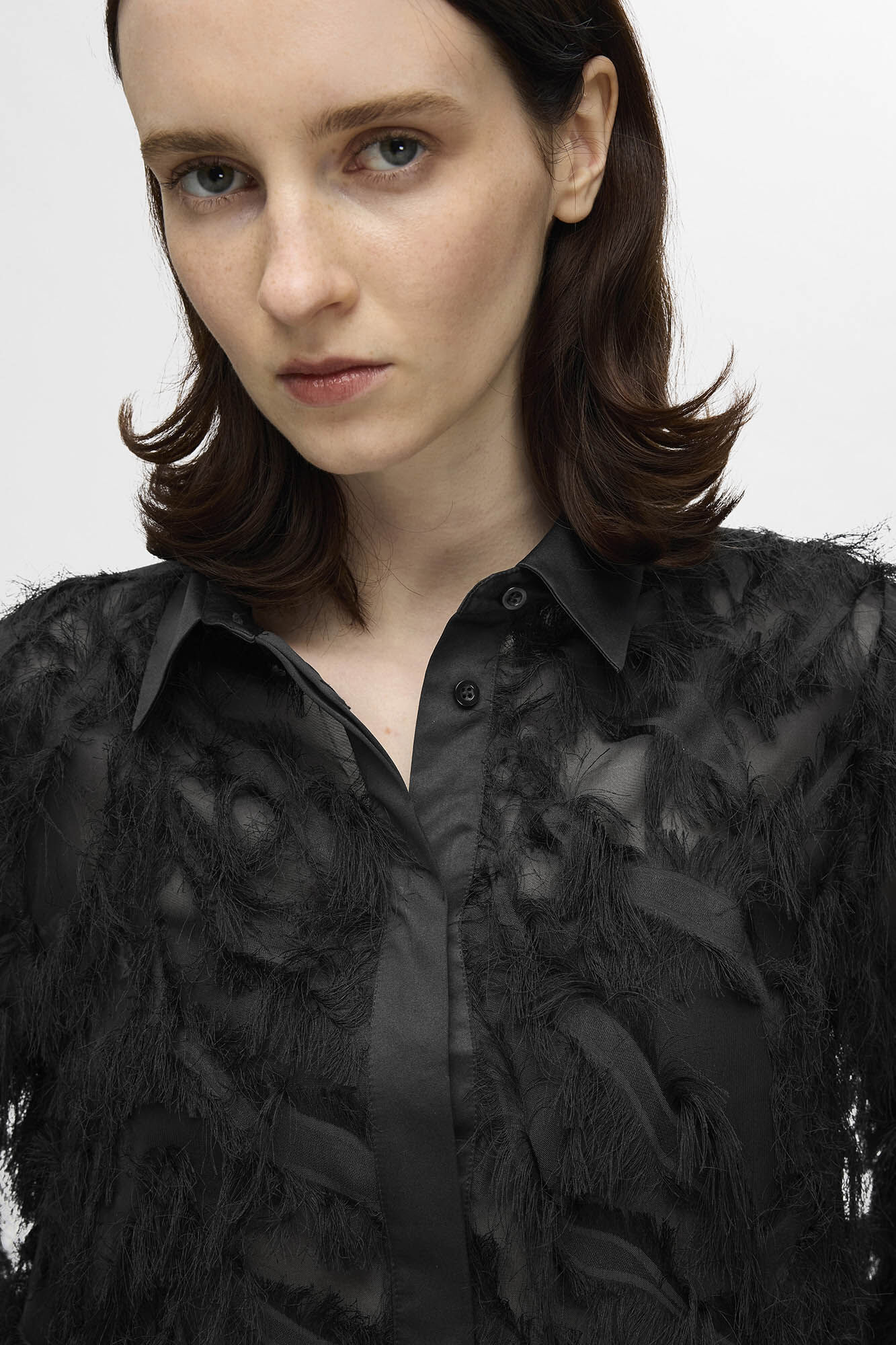 Selected Femme Camisa fofa de manga comprida . Preto