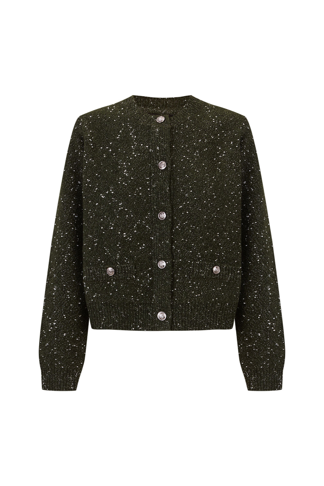 Cortefiel Short button jacket Dark green