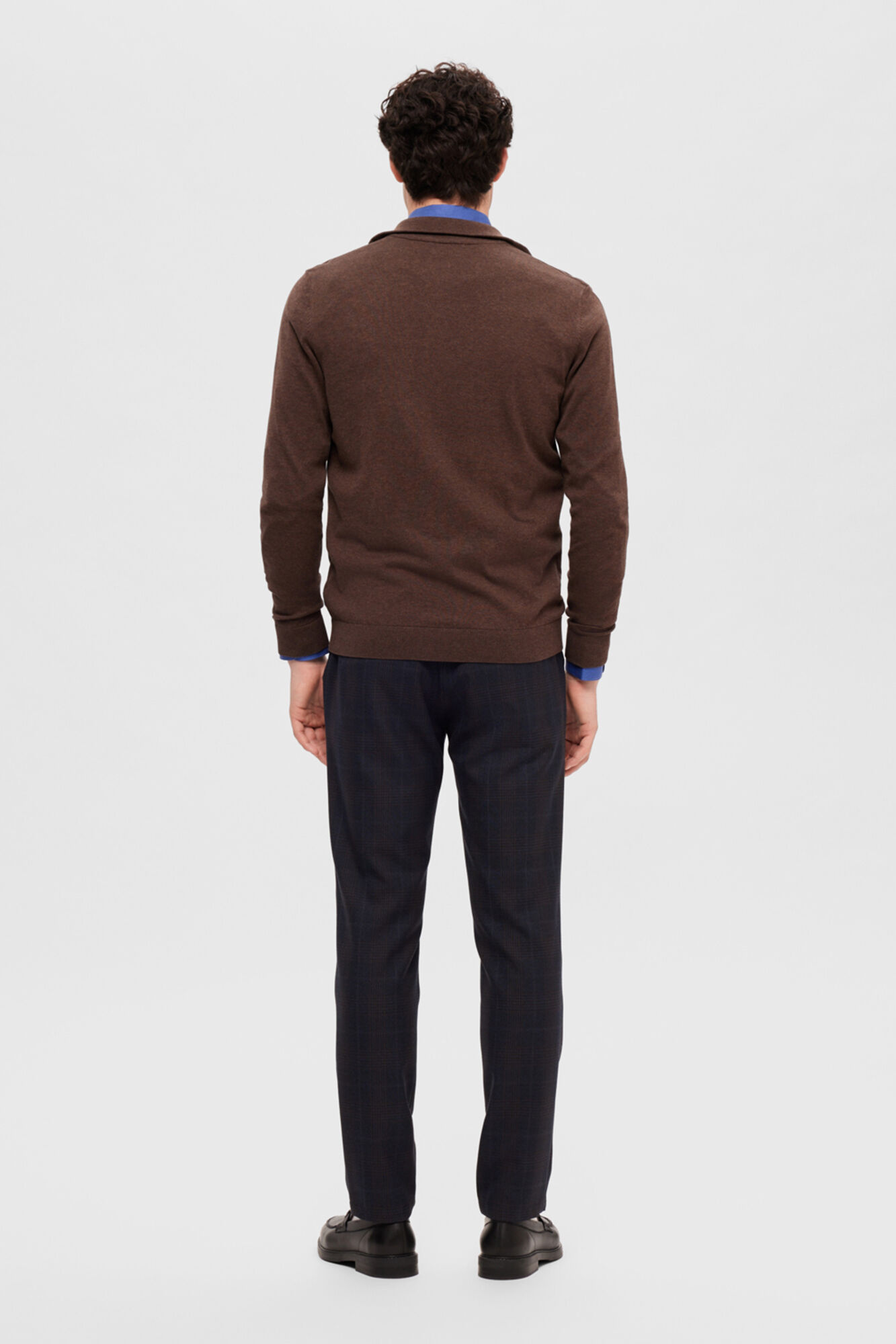 Selected C&aacute;rdigan cremallera 100% algod&oacute;n Marr&oacute;n