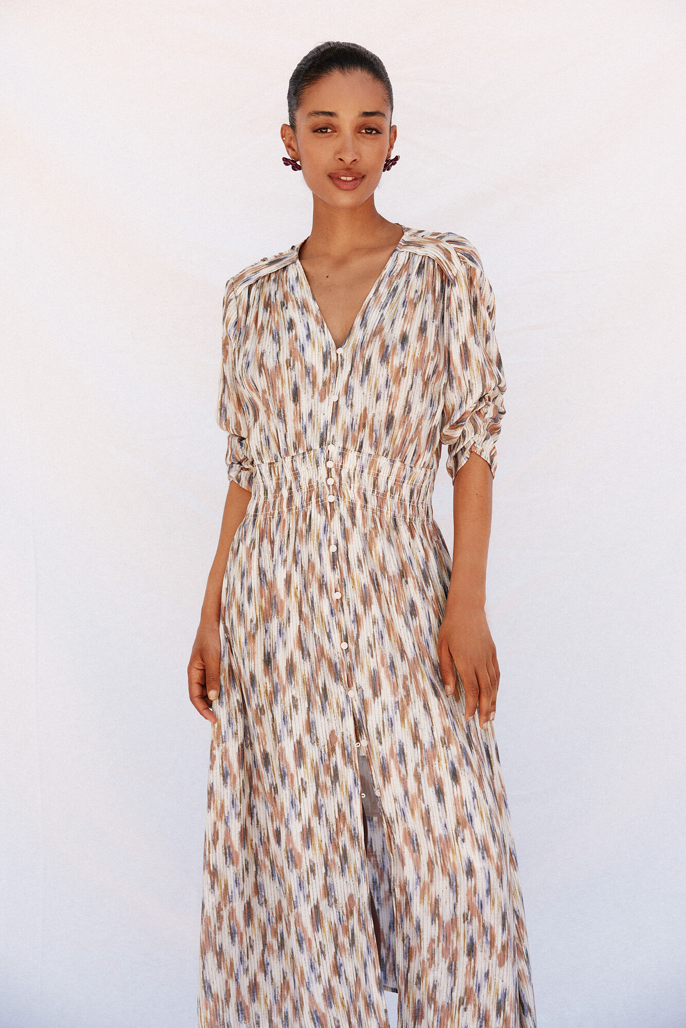 Cortefiel Vestido comprido estampado Multicolorido