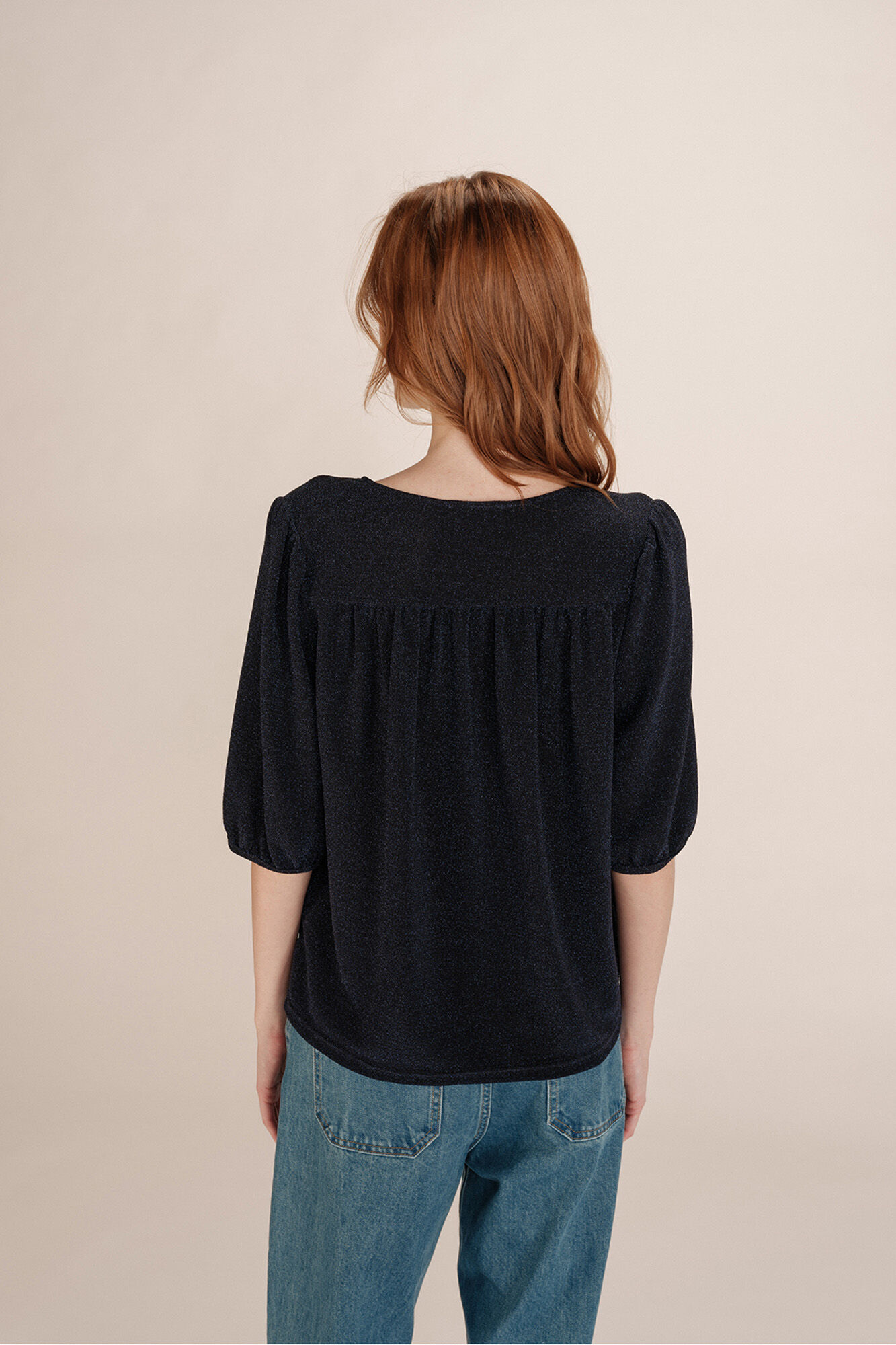 Grace & Mila Top largo de lurex  Azul